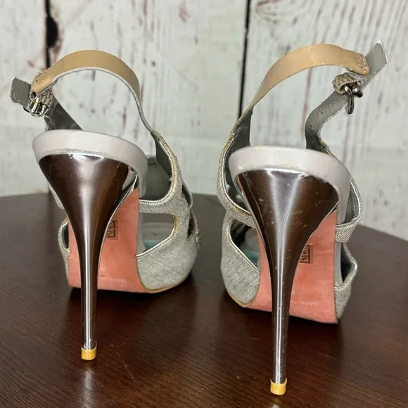 KG KURT GEIGER DENIM, Calf, PATENT Leather Laser Cut Studded heeled Sandals 37 - Picture 8 of 16